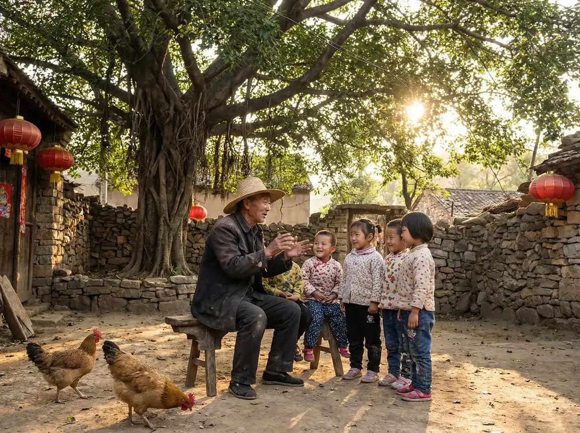 老人在大榕树下给孩子们讲故事 - 《内衣办公室》完整版在线观看 乡村记忆